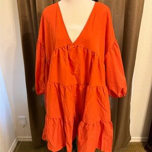 Boohoo Bold Orange Long Sleeve Dress
